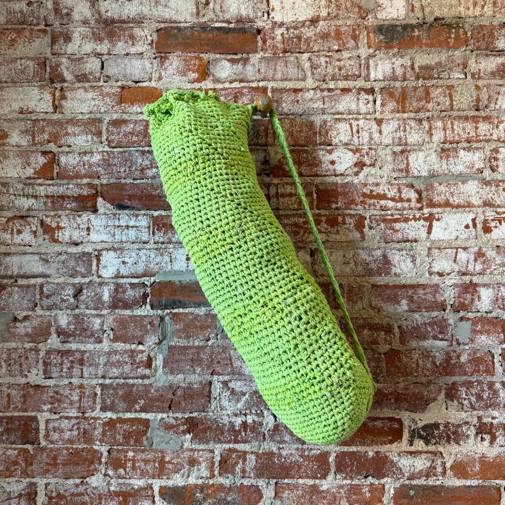 Green Crochet Yoga Mat Bag